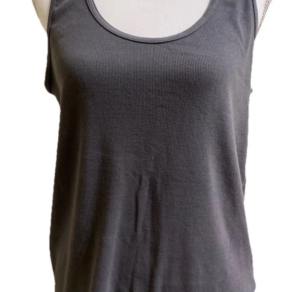 Old Navy Ribbed Scoop Neck Tank Top - Dark Gray